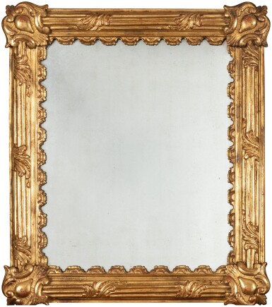 View full screen - View 1 of Lot 376. A Louis XV style gilt stuccoed mirror, late 19th century | Eine vergoldeter Stuckspiegel in Louis XV Stil, spätes 19. Jh..