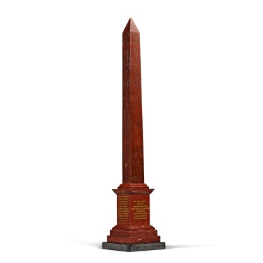 View full screen - View 1 of Lot 44. A large Italian rosso antico model of the Flaminian obelisk, 19th century.