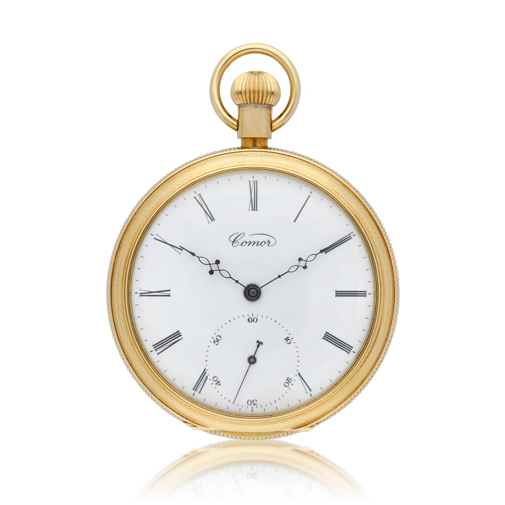 View full screen - View 1 of Lot 97. No. 3 A gold open-faced keyless one-minute tourbillon watch Circa 1985.