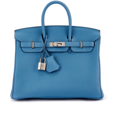 View full screen - View 1 of Lot 9680. Bleu Azur Togo Birkin 25 Palladium Hardware, 2018.