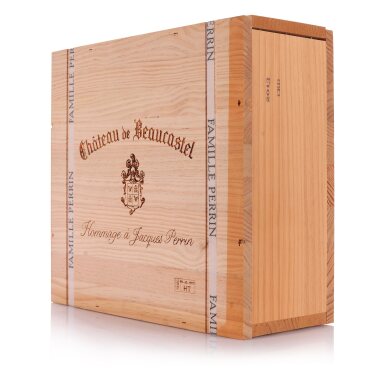 View full screen - View 1 of Lot 621. Châteauneuf-du-Pape, Hommage à Jacques Perrin 2013 Château de Beaucastel (6 BT).
