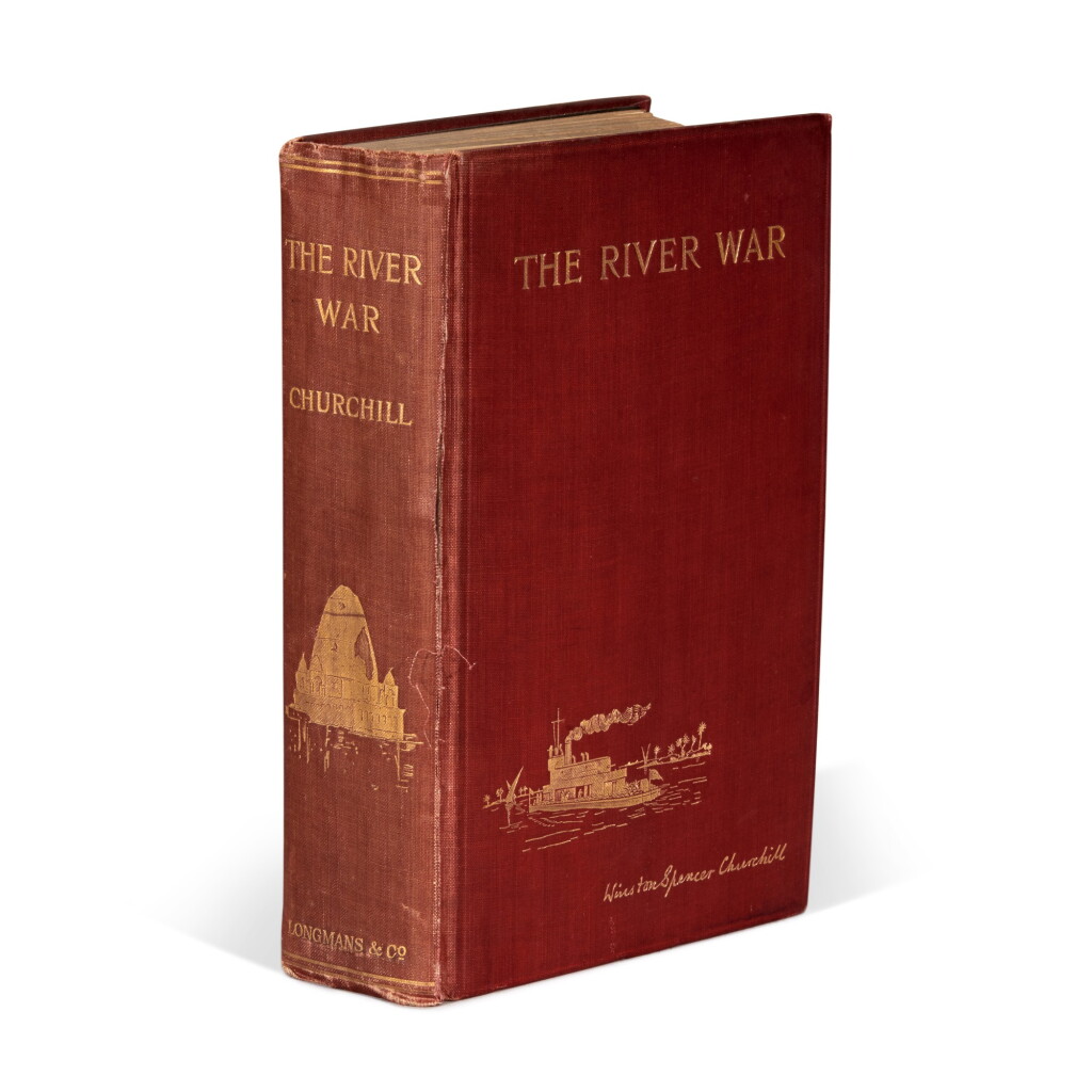 View full screen - View 1 of Lot 150. Winston Churchill | The River War, 1902, red cloth, slip inserted inscribed by Churchill.
