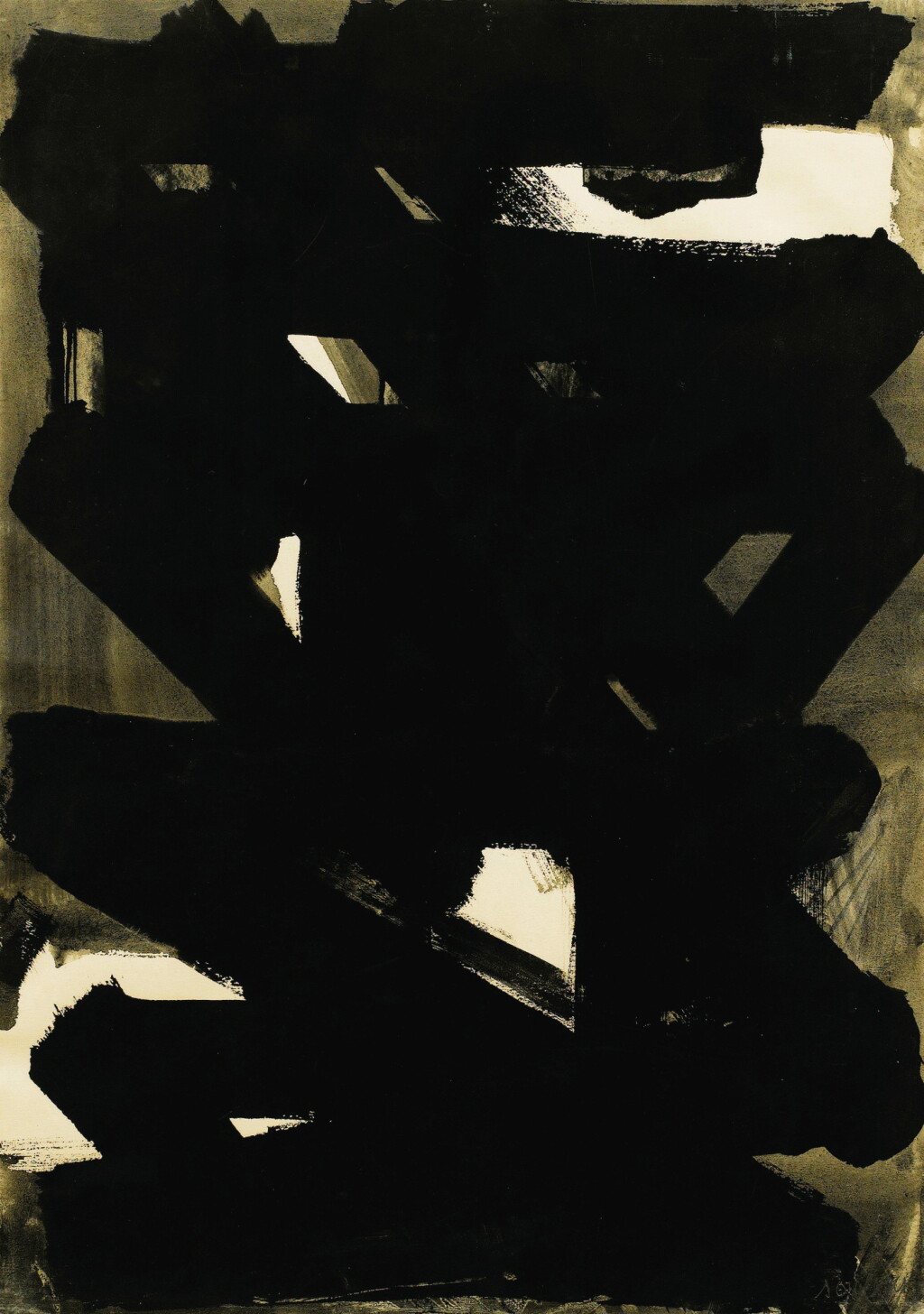 View full screen - View 1 of Lot 9. PIERRE SOULAGES | GOUACHE 75 X 52,5 CM, 1958.