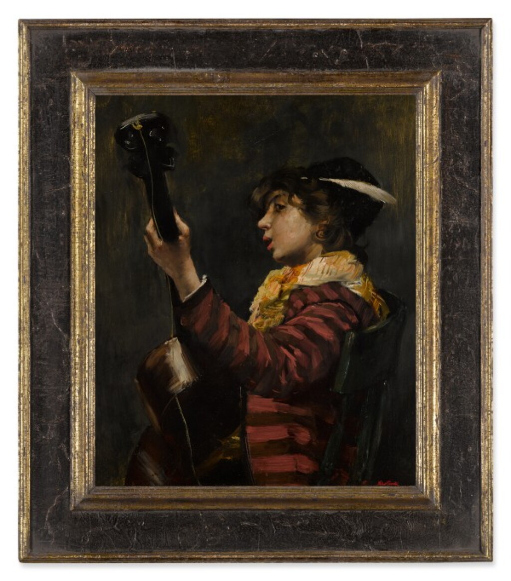 View full screen - View 1 of Lot 56. Young Boy Playing Guitar.