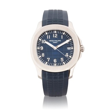 View full screen - View 1 of Lot 1021. Patek Philippe Aquanaut Ref. 5168G-001 in white-gold with blue dial.