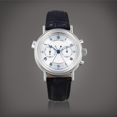 View full screen - View 1 of Lot 440. Reference 3947 Montre bracelet chronographe à rattrapante en or blanc | White gold split-second chronograph wristwatch Vers 2000 | Circa 2000.