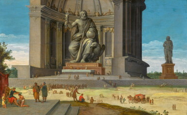 View full screen - View 1 of Lot 289. JACOB VAN DER ULFT | THE PHIDIAN STATUE OF ZEUS AT OLYMPIA, WITH OLYMPIC GAMES TAKING PLACE AT ITS FEET.