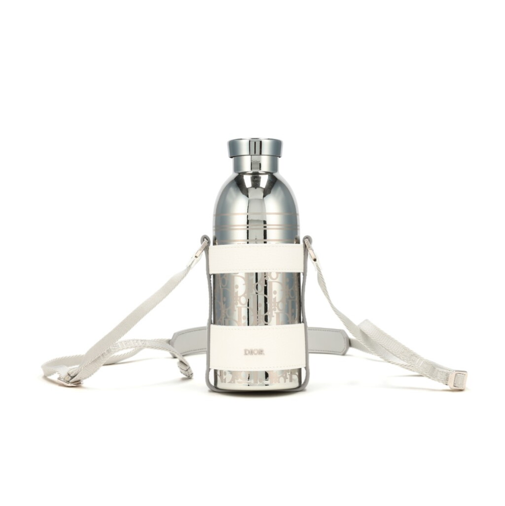 View full screen - View 1 of Lot 241. Silver Oblique Stainless Steel Aqua Bottle with Shoulder Strap, 2021.