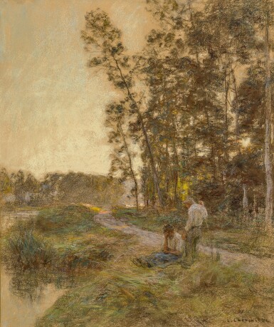 View full screen - View 1 of Lot 4. LÉON-AUGUSTIN LHERMITTE | AU BORDS DE L'EAU.