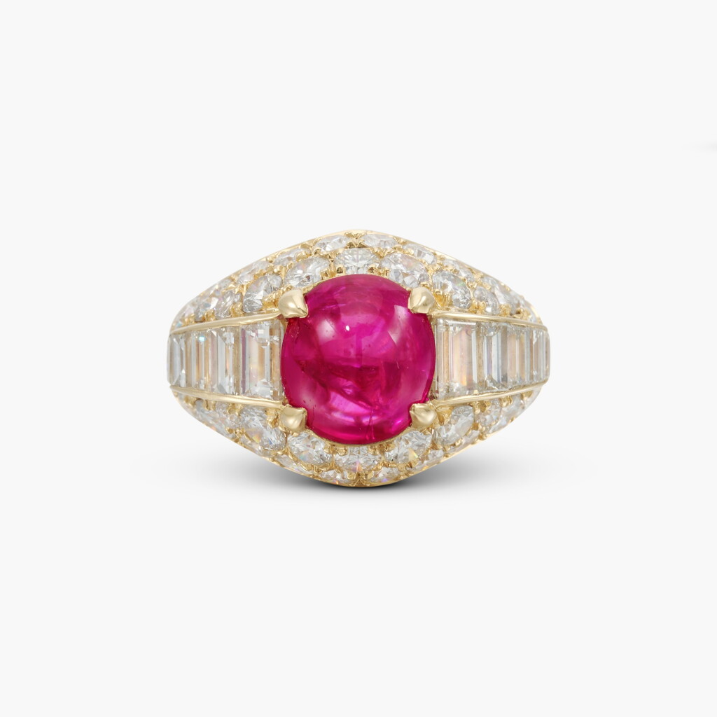 View full screen - View 1 of Lot 686. Ruby and Diamond 'Trombino' Ring.