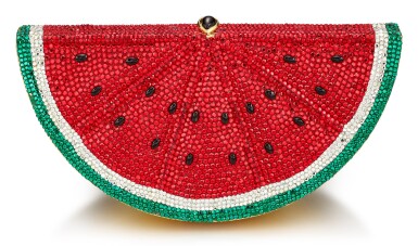 View full screen - View 1 of Lot 1430. JUDITH LEIBER | 'SLICE WATERMELON' MULTICOLOURED CRYSTAL CLUTCH EVENING BAG | Judith Leiber | 'Slice Watermelon' 彩色水晶晚裝手袋.