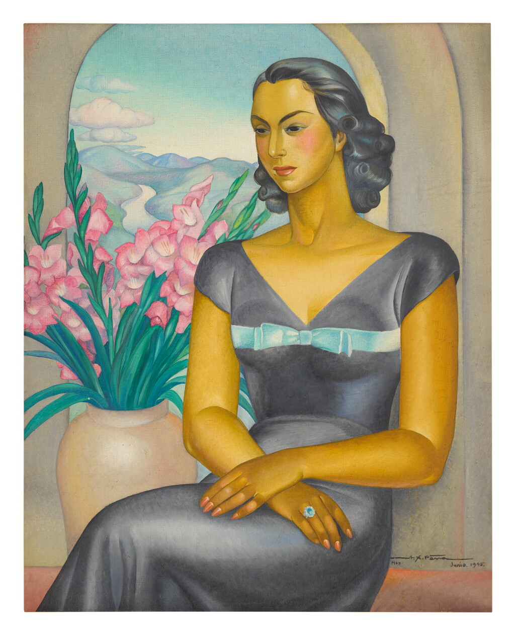 View full screen - View 1 of Lot 22. ALFONSO X. PEÑA | MUJER EN LA VENTANA.
