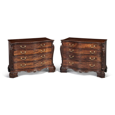 View full screen - View 1 of Lot 32. A Matched Pair of George III Mahogany Dressing Commodes, in the manner of William Gomm, Circa 1765.