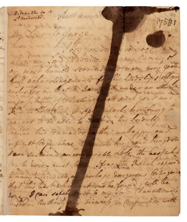 View full screen - View 1 of Lot 229. William Pitt, the Elder | Autograph letter signed, to the Lord Chancellor, Lord Hardwicke, 10 March 1754.