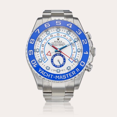 View full screen - View 1 of Lot 533. Reference 116680 Yacht-Master II | A stainless steel automatic regatta chronograph wristwatch with bracelet, Circa 2014 .