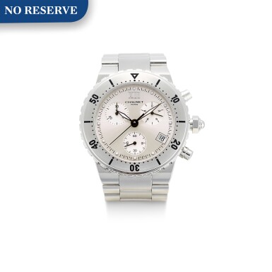 View full screen - View 1 of Lot 8262. CHAUMET | STYLE DE CHAUMENT A STAINLESS STEEL CHRONOGRAPH WRISTWATCH WITH DATE AND BRACELET, CIRCA 2000.
