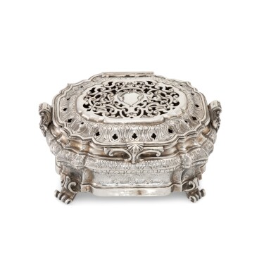 View full screen - View 1 of Lot 321. An Italian silver travelling hand warming stand, probably by Nicola Rossano, assay maker Lorenzo Cavaliere, Naples, 1728.