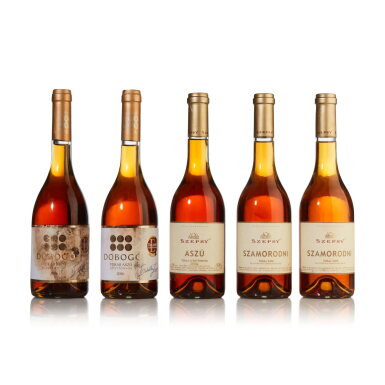 View full screen - View 1 of Lot 608. Mixed Case of Tokaji by Dobogo and Istvan Szepsy (5 HFLT).