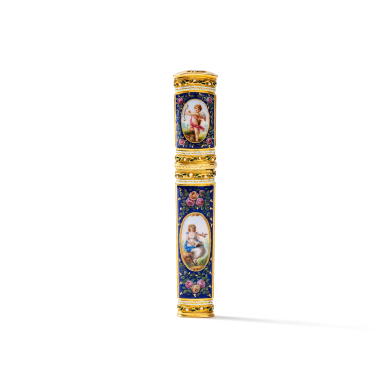 View full screen - View 1 of Lot 108. A gold and enamel bodkin case, possibly Hanau, circa 1780.
