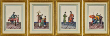 View full screen - View 1 of Lot 109. A set of eight Chinese Export pith paper paintings, 19th century.