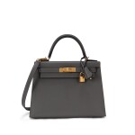 Gris Meyer Epsom Kelly 28 Sellier Gold Hardware, 2022