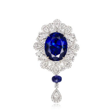 View full screen - View 1 of Lot 1636. Tanzanite and Diamond Pendant | 坦桑石 配 鑽 掛墜.