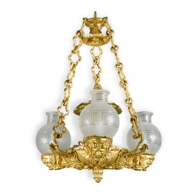 View full screen - View 1 of Lot 69. A Regency gilt-bronze ceiling pendant, circa 1820, stamped Johnston Brookes & Co.