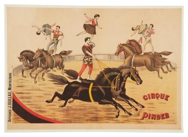 View full screen - View 1 of Lot 500. Pinder, George, & William Pinder | Stunt riding in an English-French circus.