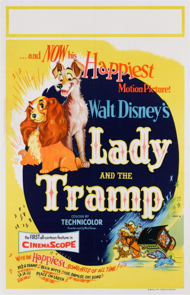 View full screen - View 1 of Lot 27. LADY AND THE TRAMP (1955) POSTER, BRITISH.