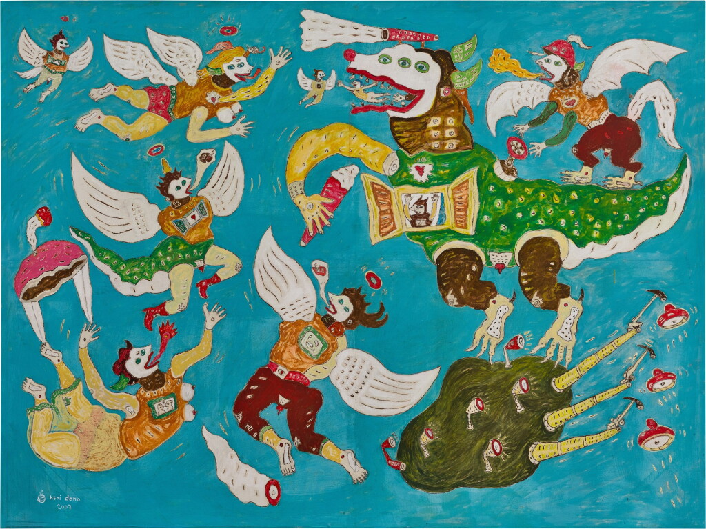 View full screen - View 1 of Lot 6030. Heri Dono 海利·多諾 | Flying Angels and a Dragon 飛行天使和龍.