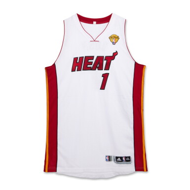 View full screen - View 1 of Lot 13. Chris Bosh Miami Heat 2014 NBA Finals Game Worn Jersey | Game 4.