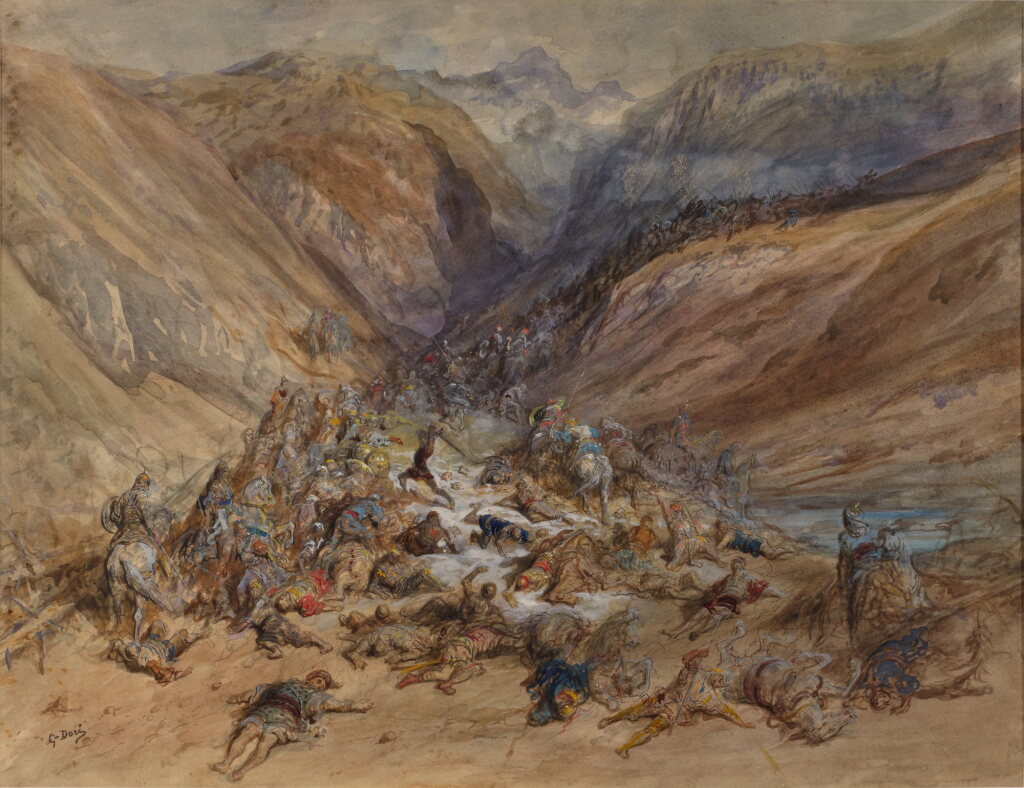 View full screen - View 1 of Lot 233. Battle Scene Depicting Roland at Rinceveaux.