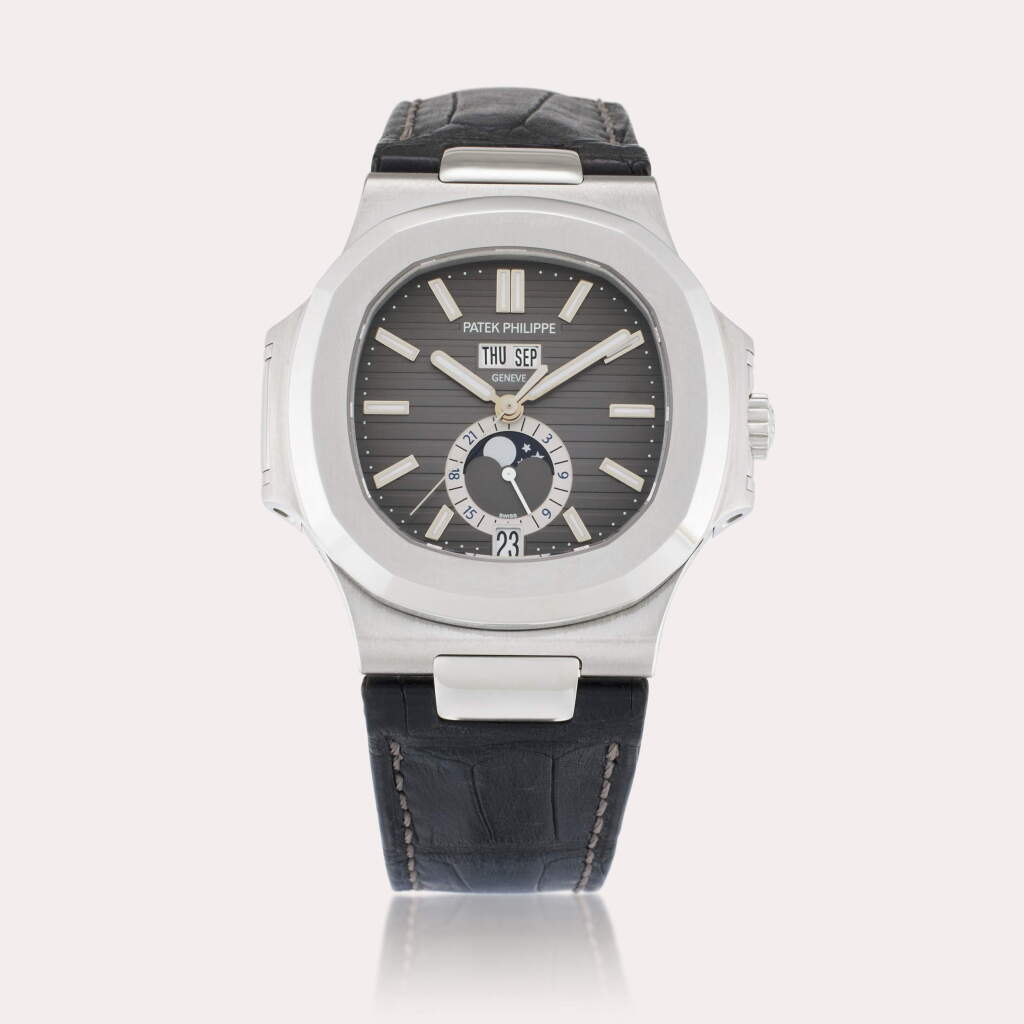 View full screen - View 1 of Lot 147. Reference 5726A-001 Nautilus | A stainless steel automatic annual calendar wristwatch with moon phases and 24 hour indication, Circa 2015.