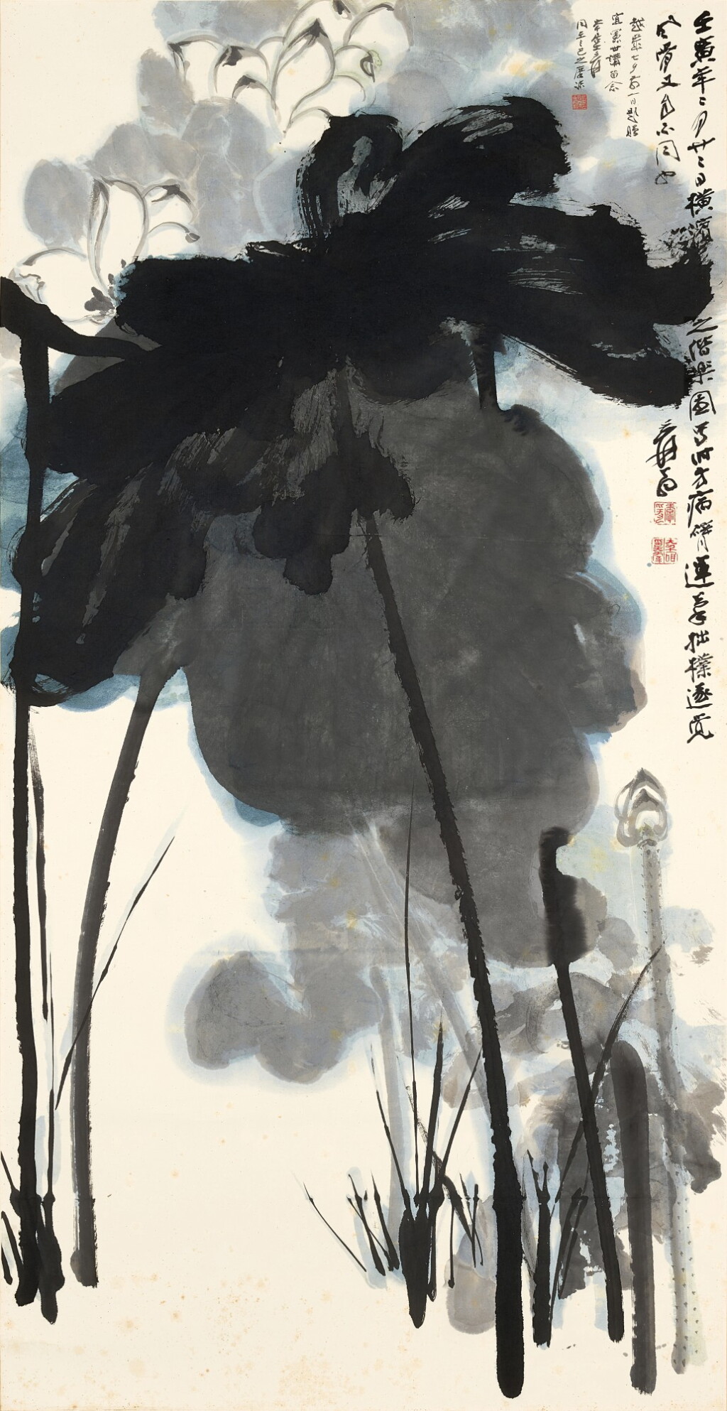 View full screen - View 1 of Lot 3171. 張大千 白蓮 | Zhang Daqian , White Lotus.