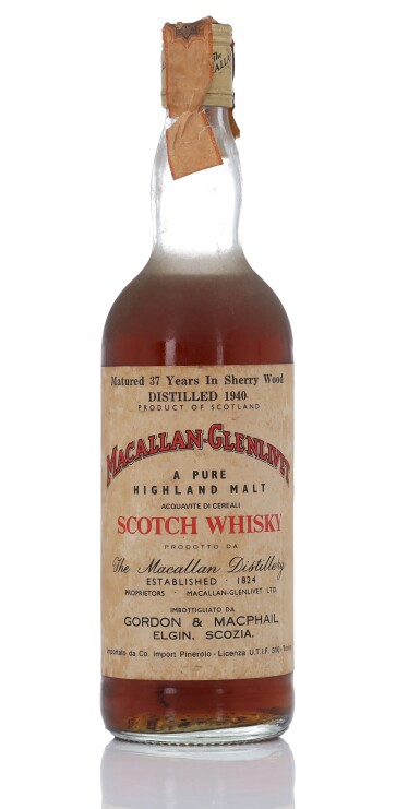 View full screen - View 1 of Lot 106. Macallan-Glenlivet Gordon & MacPhail 37 Year Old 43.0 abv 1940 (1 Bottle 75cl).