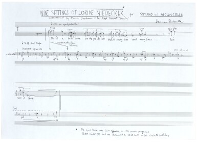 View full screen - View 1 of Lot 133. Sir Harrison Birtwistle | Autograph manuscript signed of "Nine Settings of Lorine Niedecker", 2000.