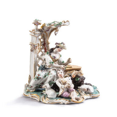 View full screen - View 1 of Lot 697. A Frankenthal porcelain figure group of a xylophone player, circa 1759.