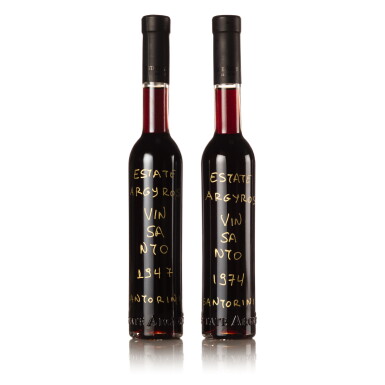 View full screen - View 1 of Lot 593. Vinsanto Santorini Argyros 1947 and 1974 (2 HFBT).