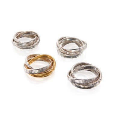 View full screen - View 1 of Lot 309. Four Gold 'Rolling' Bracelets.