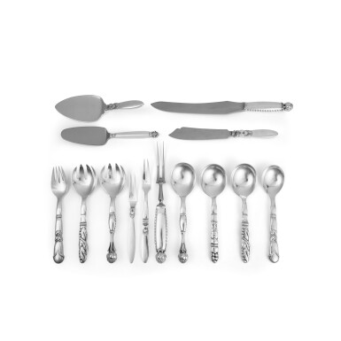 View full screen - View 1 of Lot 470. A Group Of Danish Silver Servers, Georg Jensen Silversmithy, Copenhagen, Mid 20th Century.
