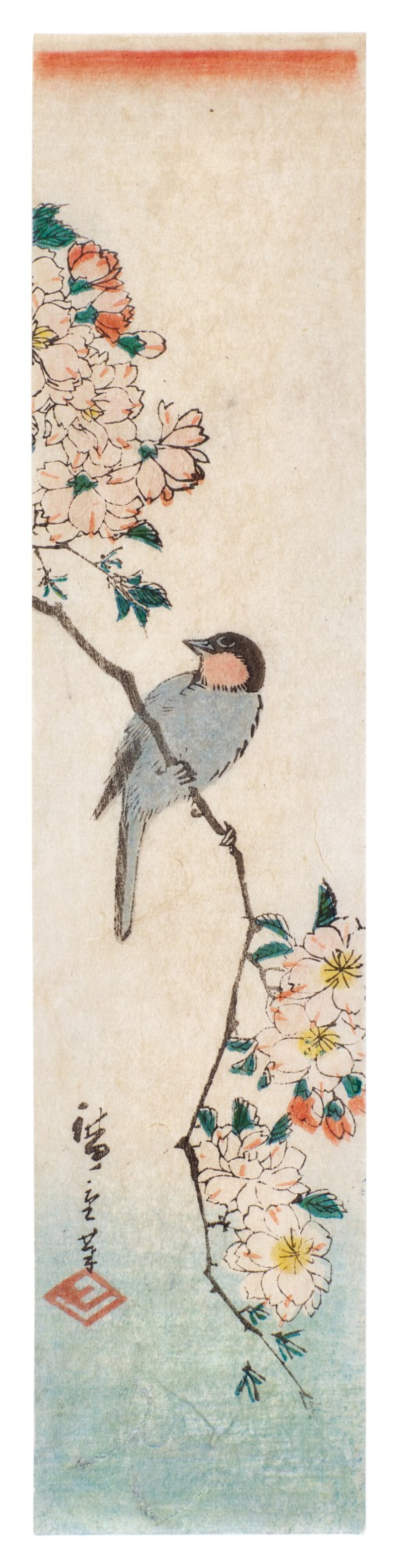 View full screen - View 1 of Lot 47. Utagawa Hiroshige (1797-1858) | Java sparrow on cherry branch | Edo period, 19th century.