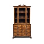 A George II Burr Walnut Bookcase Cabinet, Circa 1745