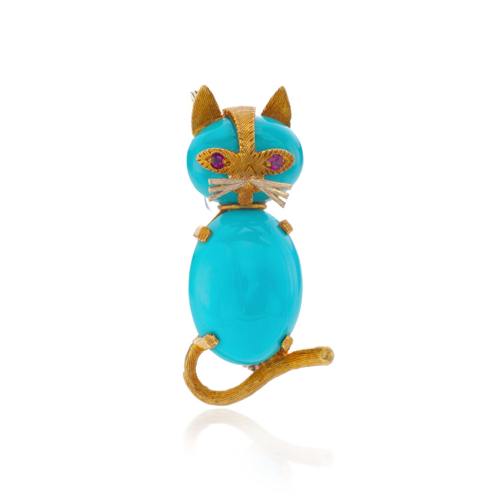 View full screen - View 1 of Lot 834. Turquoise and ruby brooch, 1960s.