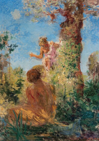 View full screen - View 1 of Lot 111. Pastorale ou Deux personnages autour d'un arbre.
