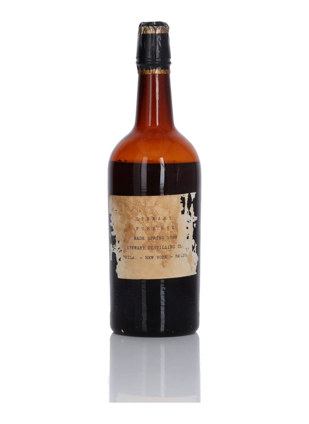 View full screen - View 1 of Lot 290. Stewart Pure Rye 1898 (1 Bottle Fifth Gallon).