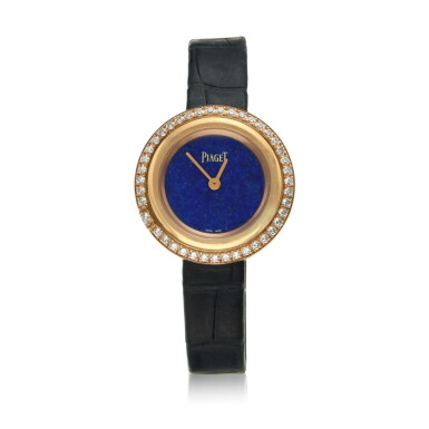 View full screen - View 1 of Lot 523. Gold, Lapis Lazuli and Diamond Wristwatch.