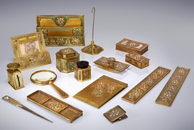 View full screen - View 1 of Lot 247. Fifteen-Piece "Abalone" Desk Set.