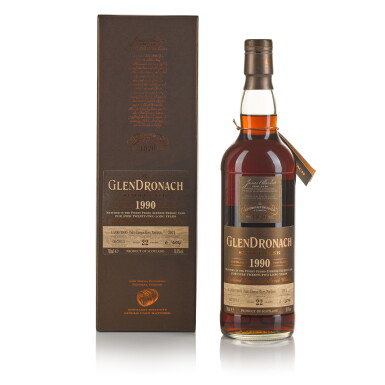 View full screen - View 1 of Lot 124. The Glendronach Single Cask 22 Year Old #2971 50.8 abv 1990 (1 BT 70cl).