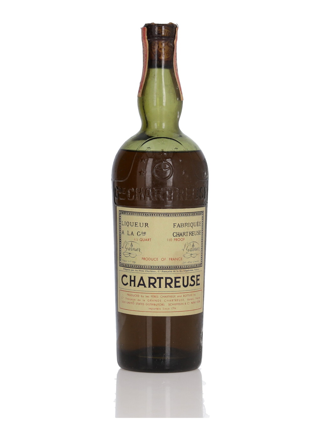 View full screen - View 1 of Lot 308. Green Chartreuse 110 Proof NV (1 Bottle 4/5 Quart).