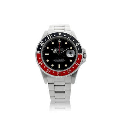 View full screen - View 1 of Lot 100. REFERENCE 16710 GMT-MASTER II A STAINLESS STEEL AUTOMATIC DUAL TIME WRISTWATCH WITH DATE AND BRACELET CIRCA 1990.